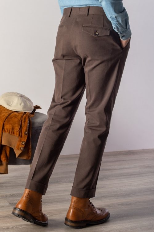 casual trousers cotton brown