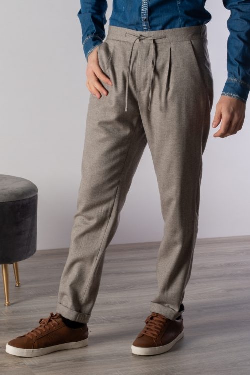 jogging trousers with drawsting melange ivory-
